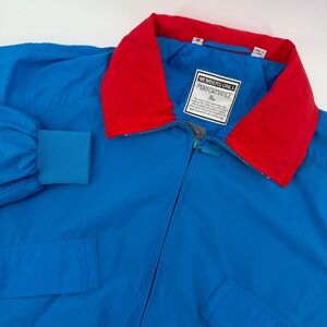 Members Only Performance Plus Blue Red Collar Zip Up Jacket Mens Vintage Medium